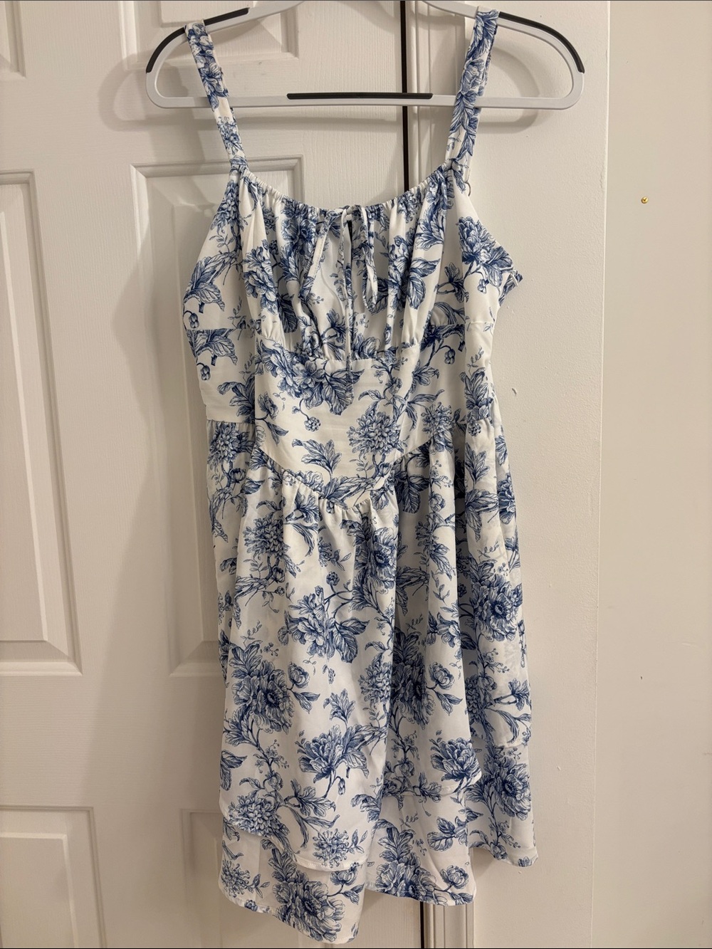 Amazon Blue and White Floral Mini Dress